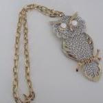 Vintage 1970's Gold-tone Owl Pendant..